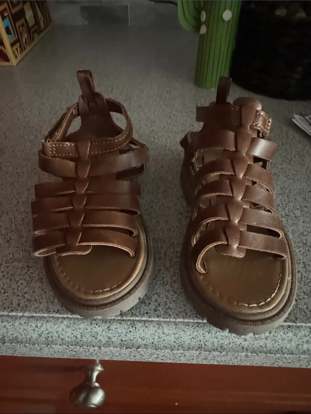 Carter's Brown Kids Leather Fisherman Sandals